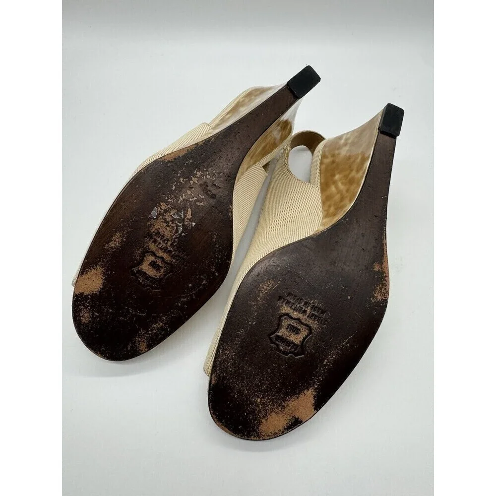 STUART WEITZMAN IVORY LIGHT TAN TORTOISE SHELL WEDGES SHOES Size 9